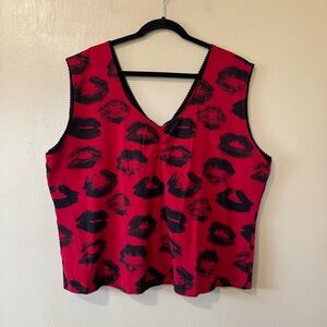 Plus size Social Collision “Red & Black Lips Girls” Tank Top
